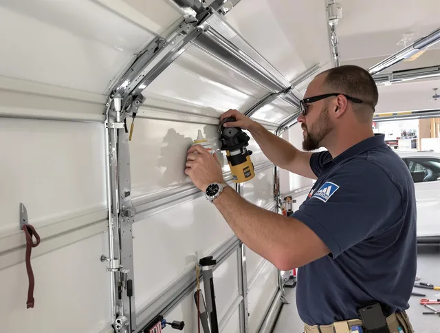 Guilford Garage Door Repair technician quieting a noisy garage door in Guilford