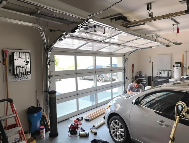 Garage door noise reduction service by Guilford Garage Door Repair in Guilford
