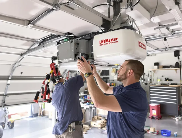 Guilford Garage Door Repair technician performing advanced diagnostics on garage opener in Guilford